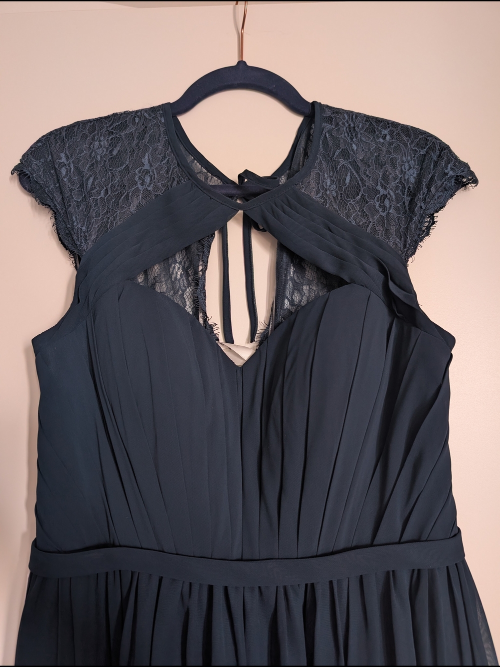 Azazie Navy Lace Detail Maxi Dress - Picture 2 of 4